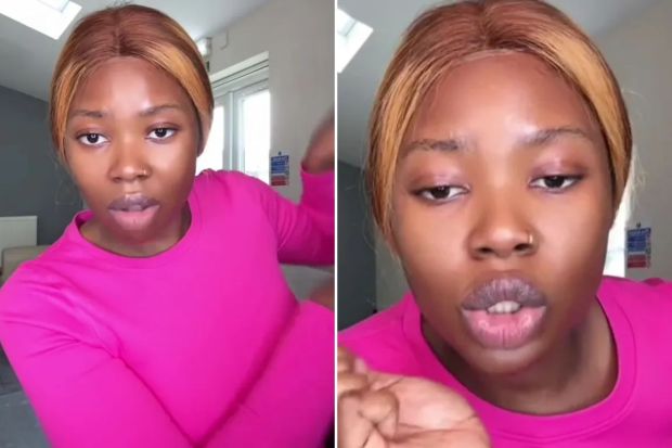 An image collage containing 2 images, Image 1 shows Woman in pink shirt says she gained weight after stopping Mounjaro, Image 2 shows Woman in pink shirt discussing weight gain after stopping Mounjaro