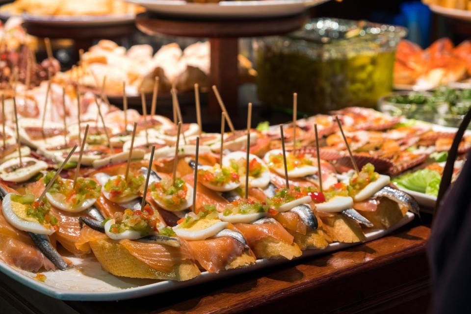 Pintxos in San Sebastian, Spain.