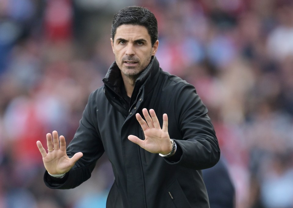Mikel Arteta, Arsenal manager, gesturing during a match.