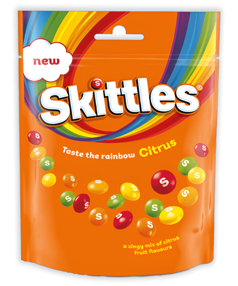 Bag of new Skittles Citrus candy.