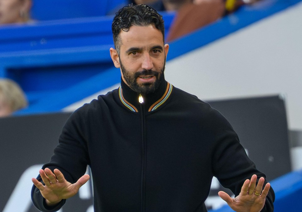 Ruben Amorim, Manchester United manager, at Stamford Bridge.