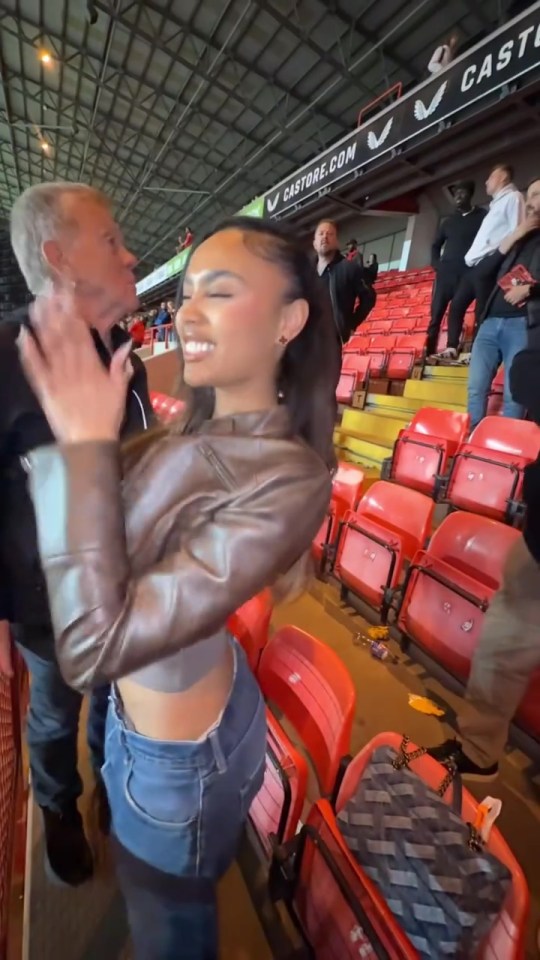 Ella Thomas supporting her boyfriend at a football game.