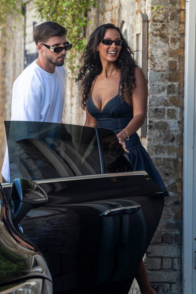 Maya Jama and Ruben Dias getting into a car.