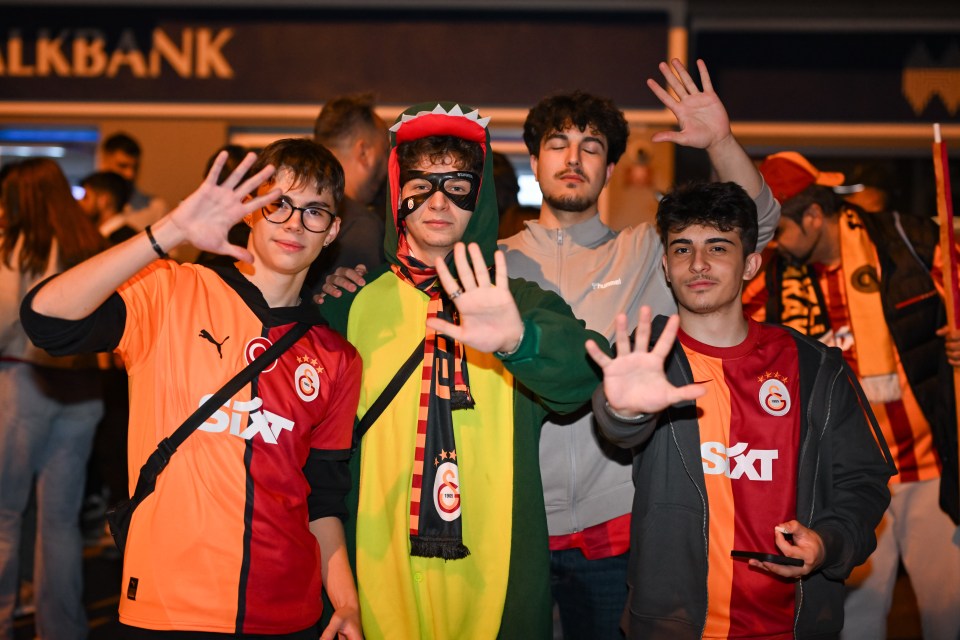Galatasaray fans celebrating their team's championship.