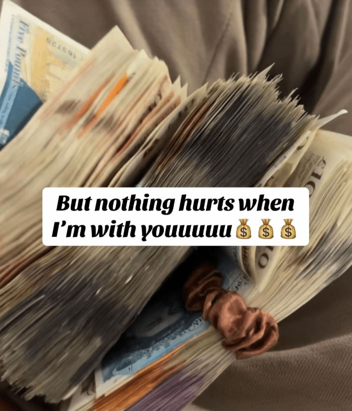 Stacks of cash banded together.