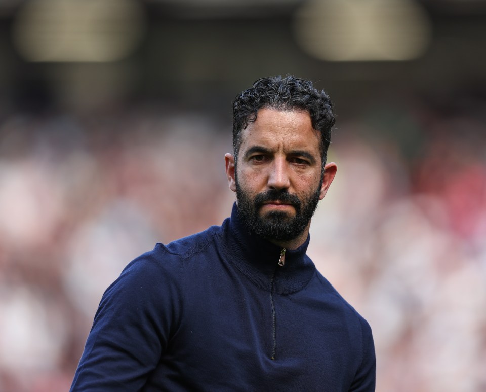 Ruben Amorim, Manchester United manager, leaving the pitch.