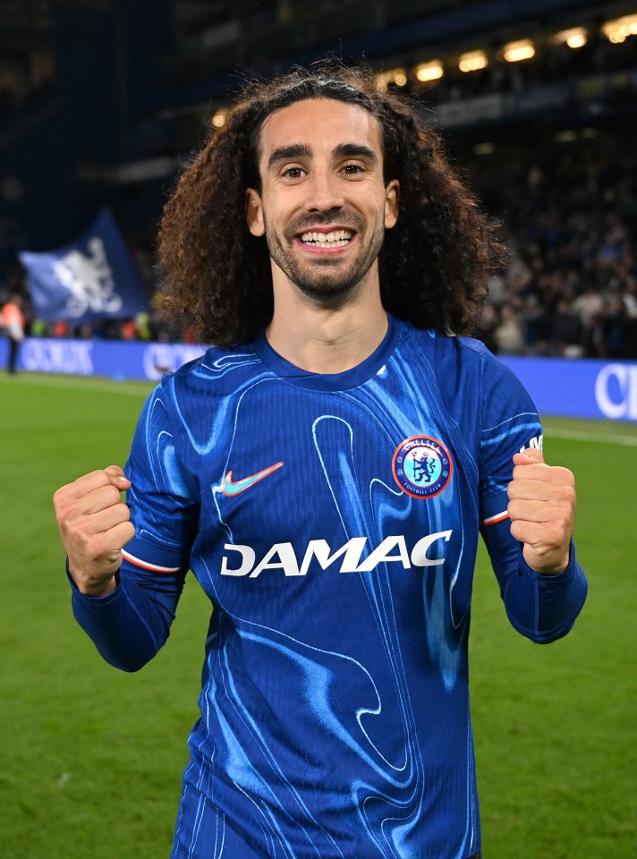 Marc Cucurella of Chelsea celebrating a victory.