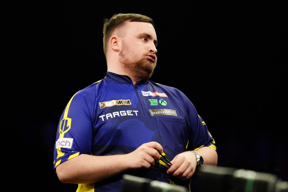 Luke Littler at the BetMGM Premier League darts tournament.