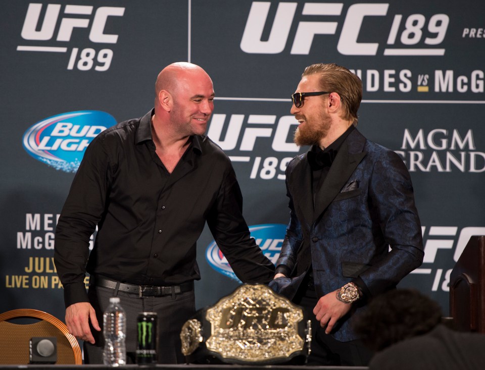 Dana White and Conor McGregor at a UFC press conference.