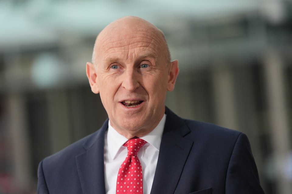 Defense Secretary John Healey giving media interviews.