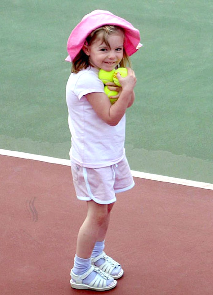 Photo of Madeleine McCann holding tennis balls.