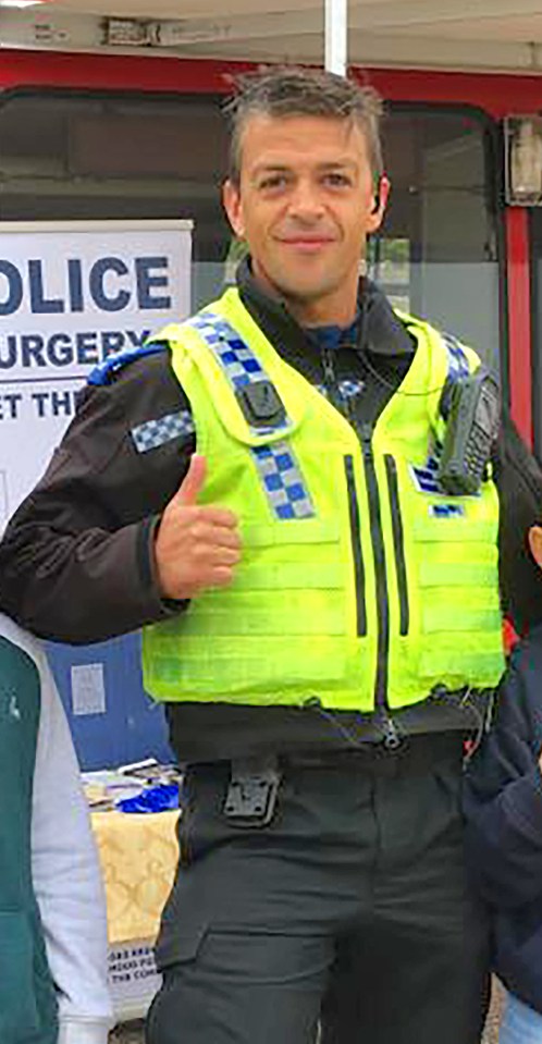 PC Lorne Castle giving a thumbs-up.