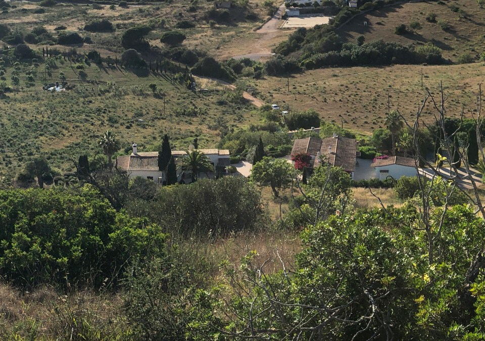 Aerial view of houses near Praia Da Luz beach.