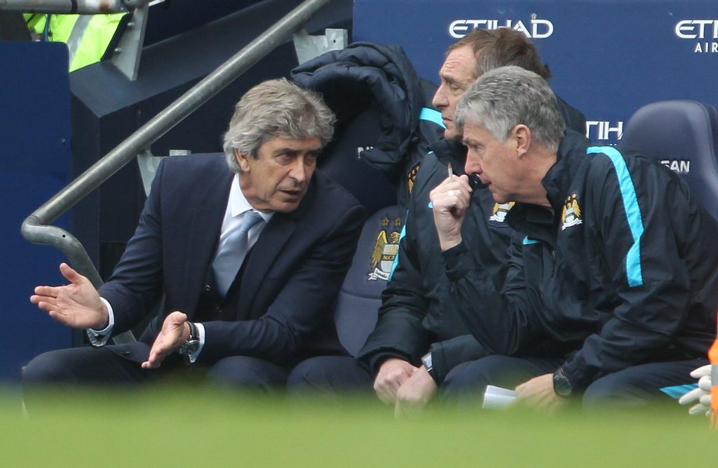 Brian Kidd (right) served as No 2 to Manuel Pellegrini at Manchester City