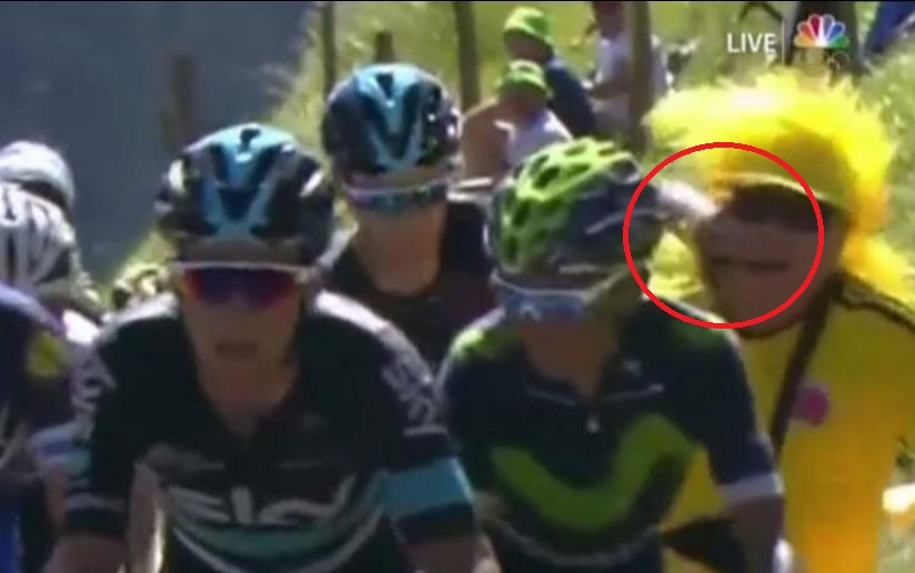 Chris Froome had said he had to punch the fan after he claimed his Colombia flag was going to get stuck in his bike