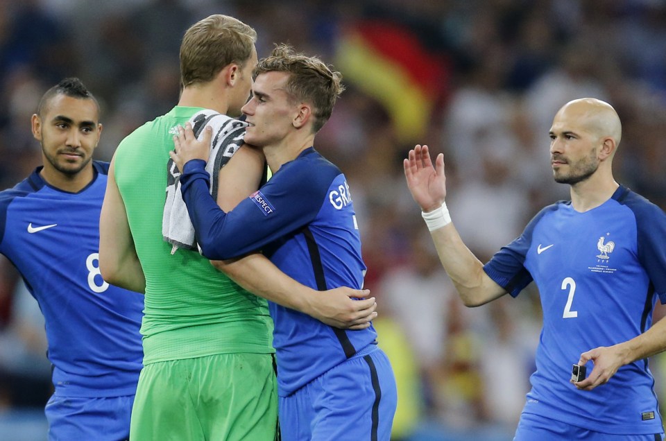 Goalscorer consoles Neuer after the final whistle