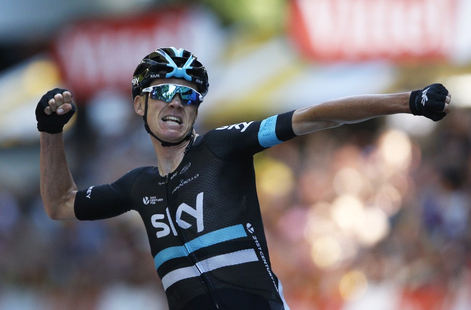 Chris Froome punched a fan then punched the air after winning stage eight of the Tour de France