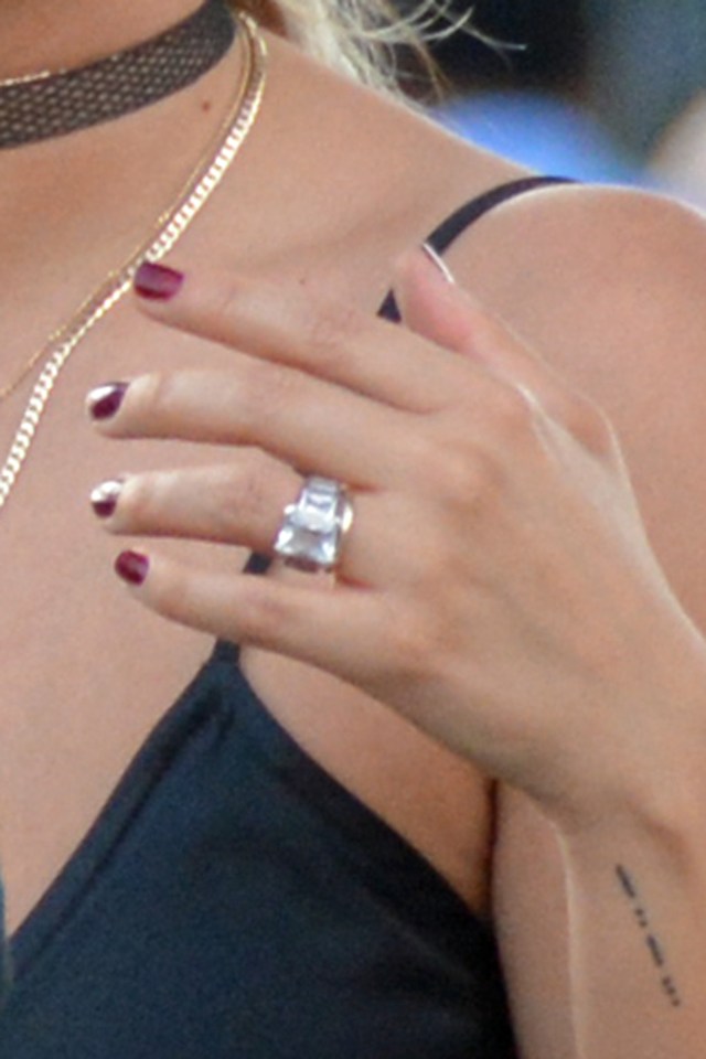 Aubrey O’Day is sporting a huge sparkler on her wedding finger after a romantic day in Paris with boyfriend Pauly D