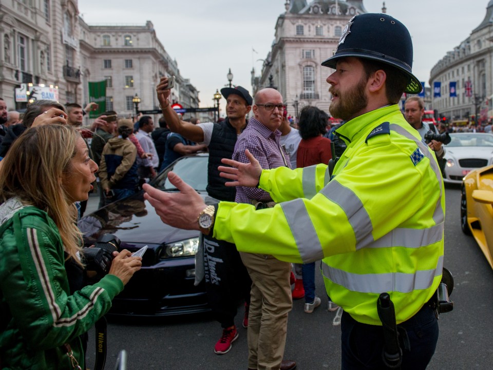 They included Ferraris and Bentleys - though police were rather less impressed by the opulent show