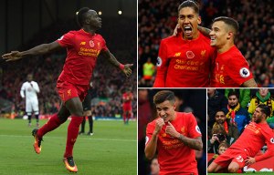 Liverpool 6 Watford 1: Reds go top of the table thanks to great goals from Mane, Coutinho and Firmino