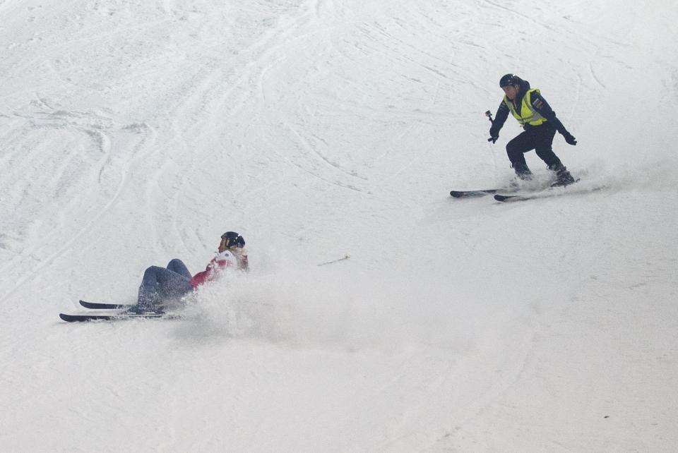 As she went flying down the slopes, a trainer rushed after her 