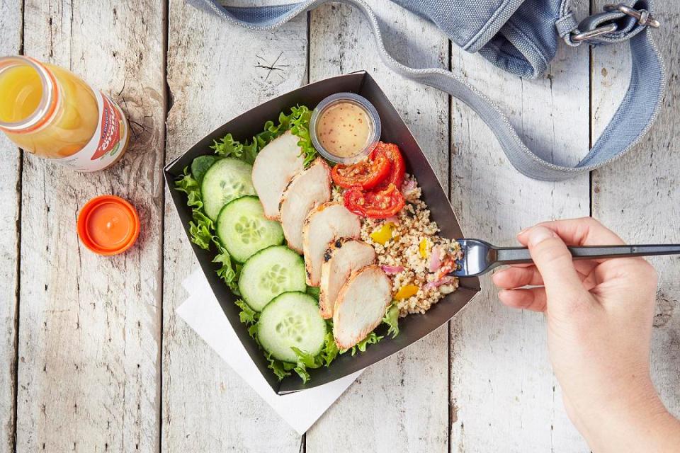  Greggs says its lower calorie options are boosting sales, including this chargrilled chicken roast vegetable and grain salad