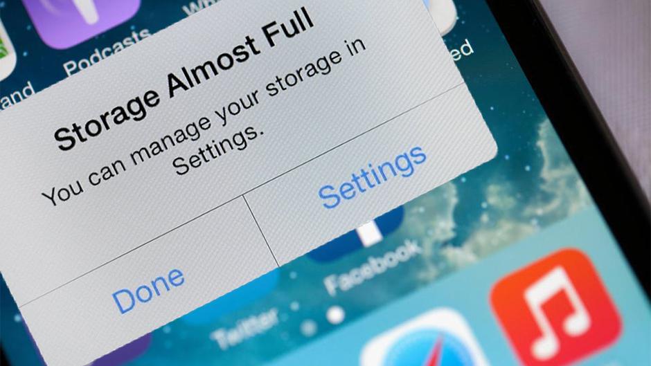 iPhone storage almost full alert.