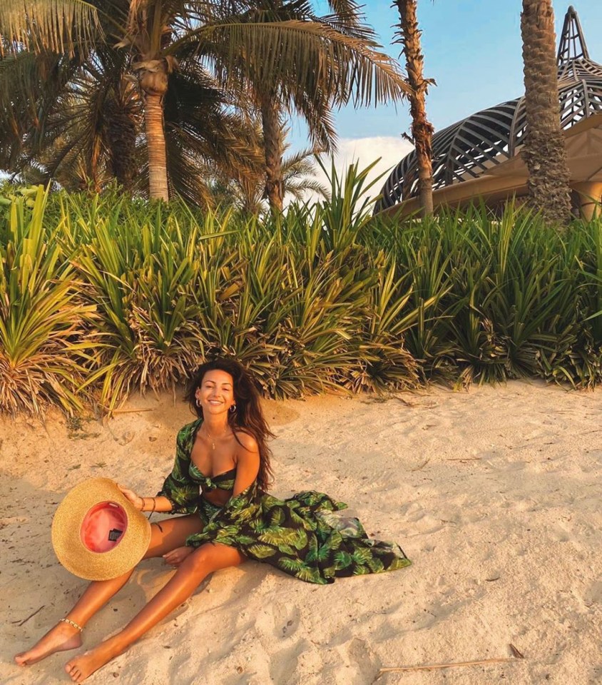  Michelle Keegan wowed in a tropical print bikini during her Dubai getaway