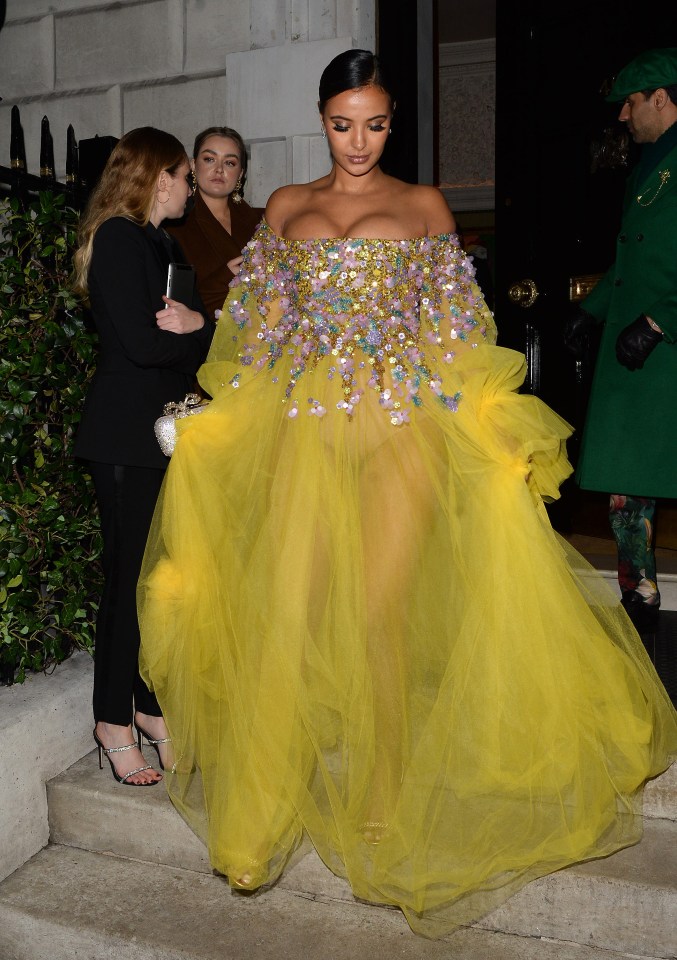 Maya Jama stood out in a bright yellow gown
