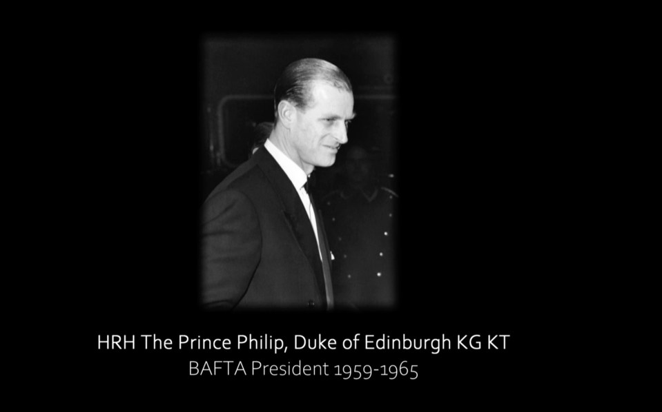 Prince Philip, who died on Friday aged 99, was honored at the 2021 BAFTAs on Sunday night