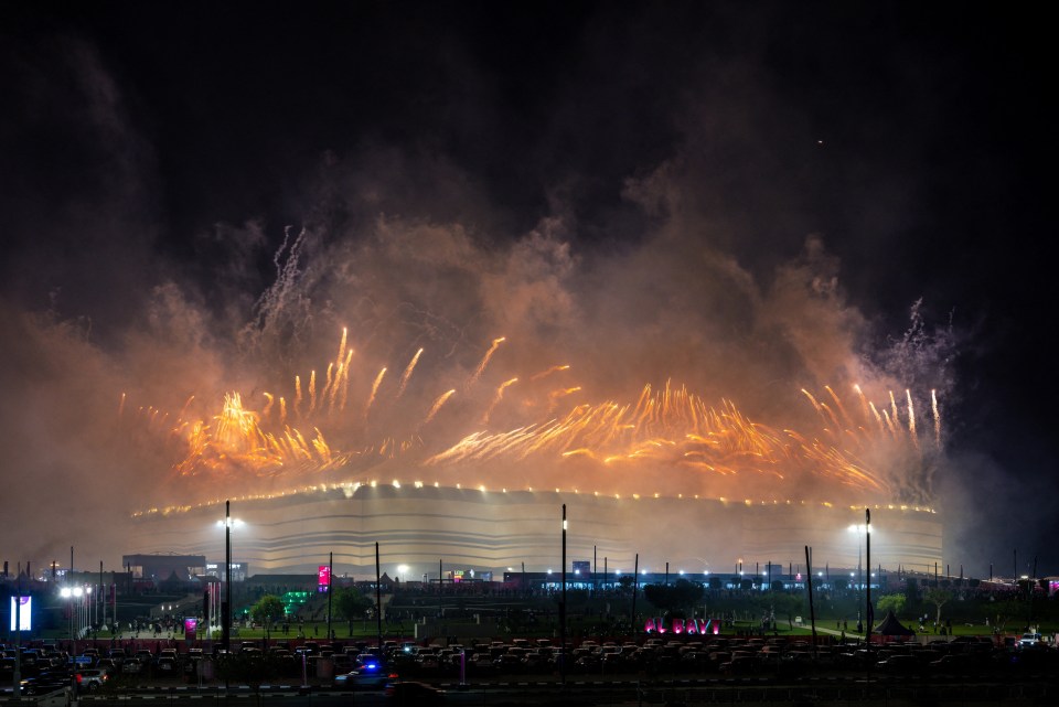 Fireworks filled the sky around the Al Bayt Stadium for the World Cup opening ceremony