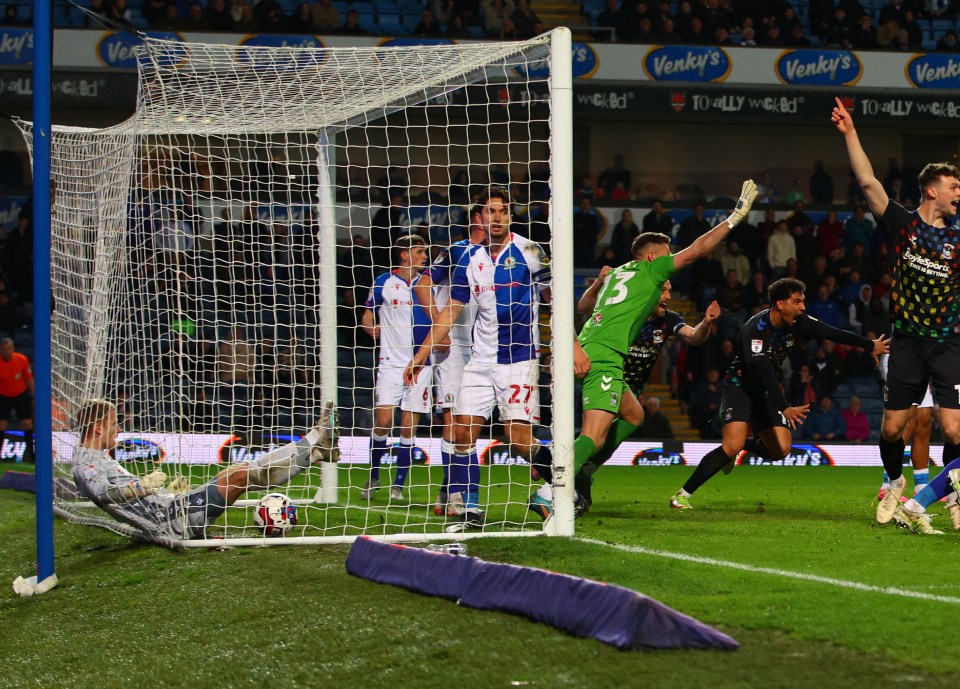 The goalkeeper wheeled away in delight after bundling the ball over the line in the 95th minute