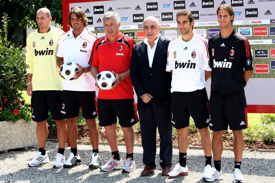 Mathieu Flamini (second in from the right) signed for AC Milan in 2008