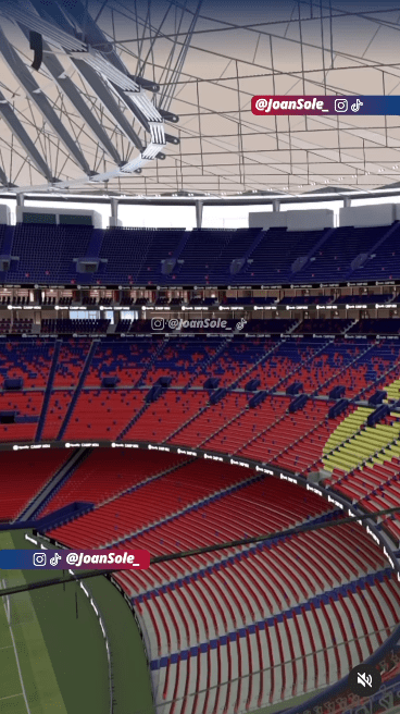 an empty stadium with the name joansole on it