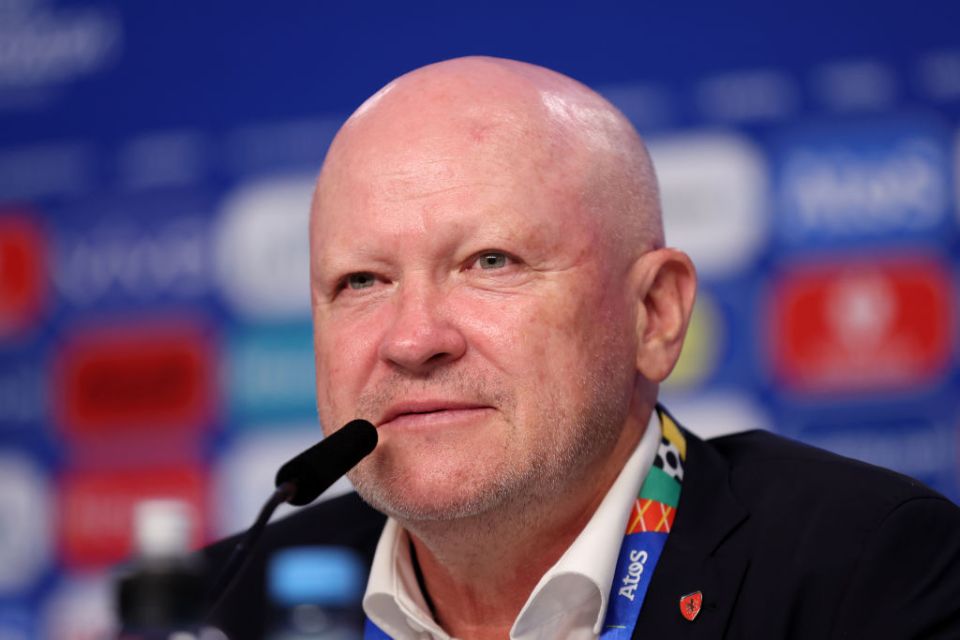 LEIPZIG, GERMANY - JUNE 18: Ivan Hasek, Head Coach of Czechia, speaks to the media in a post match press conference after the UEFA EURO 2024 group stage match between Portugal and Czechia at Football Stadium Leipzig on June 18, 2024 in Leipzig, Germany. (Photo by Maja Hitij - UEFA/UEFA via Getty Images)
