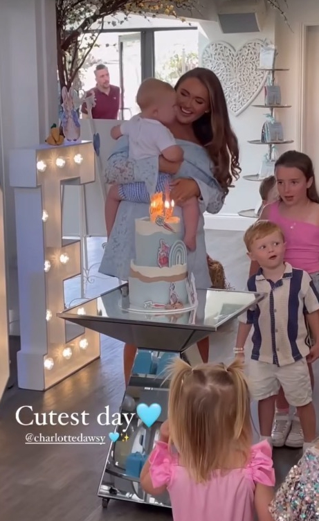 Charlotte put on a brave face to host son Jude's first birthday party this weekend