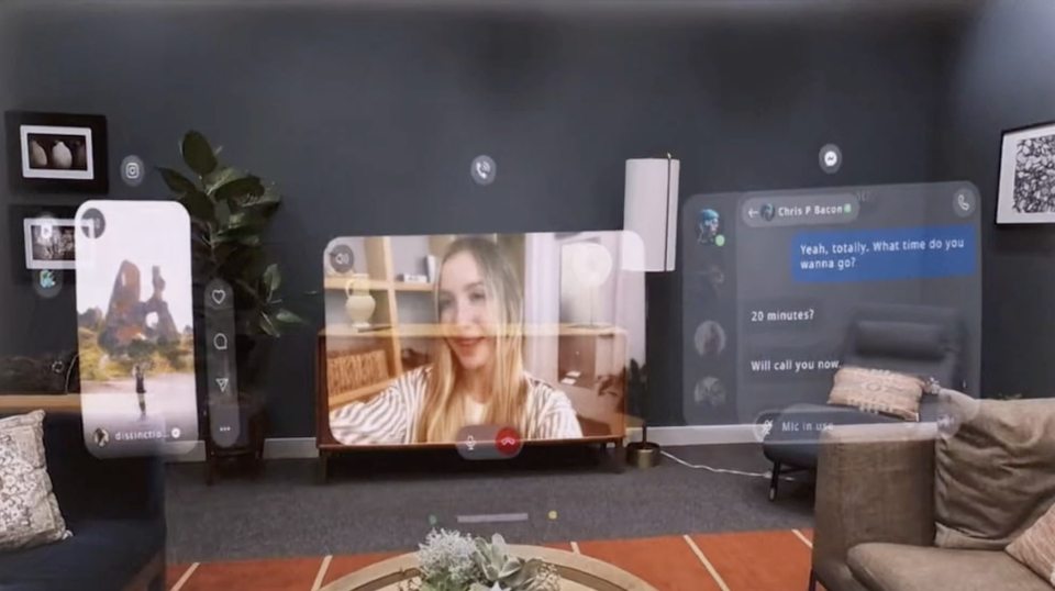 a chris p bacon message is displayed on a screen in a living room