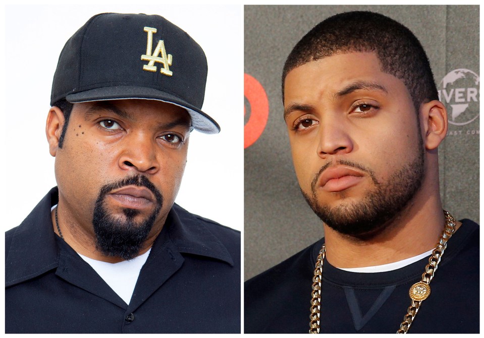 ice cube and a man with a beard wearing a la hat