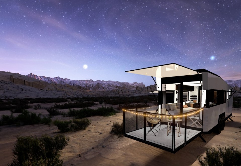A luxury trailer allows you to live with your Tesla Cybertruck. The £135k ($175k) CyberTrailer is an RV-style mobile home designed to hook up to Elon Musk's angular vehicle and allow up to five people to live off-grid. Created by Santa Barbara firm Living Vehicle, the trailer can be transformed internal into six configurations depending on need. The main living area transitions to a private bedroom and bunk room for four adults and a child. It can also be set up as an entertainment space with recliners and a theatre system or converted into a toy-hauler garage for electric bikes and other equipment.