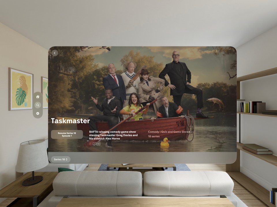 a tv screen shows a show called taskmaster