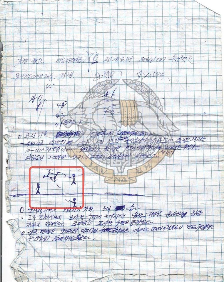 Diary entries and a drawing from a deceased North Korean soldier.