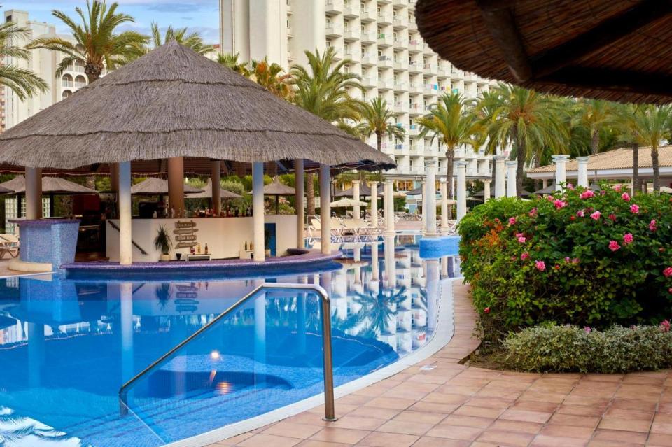 Poolside bar at a resort in Benidorm, Spain.