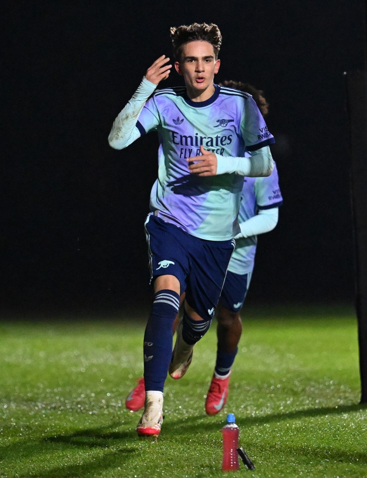 Max Dowman celebrating an Arsenal goal.