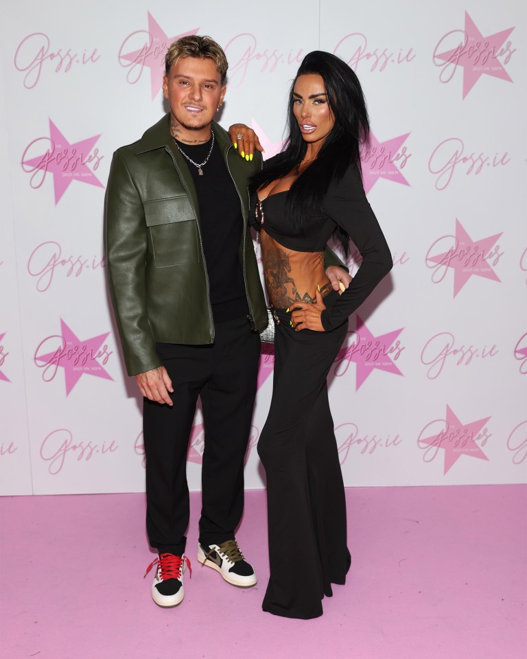 JJ Slater and Katie Price at the Gossies 2025 Awards.