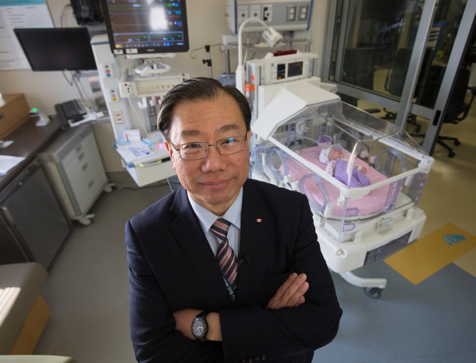 Dr. Shoo Lee, Pediatrician in Chief, in a neonatal intensive care unit.