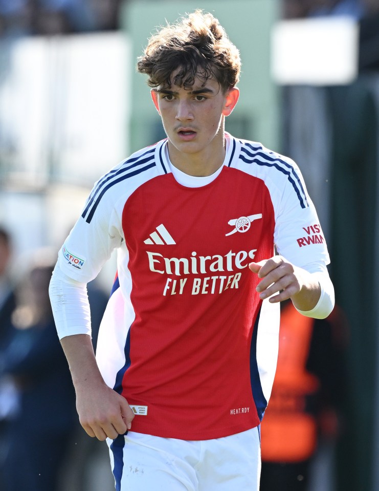 Max Dowman of Arsenal in a soccer match.