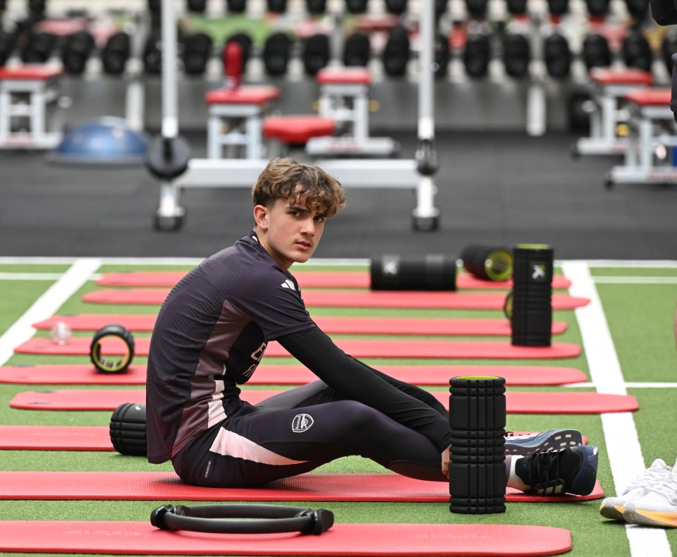 Arsenal's Max Dowman during a training session.