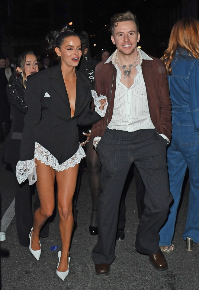 Maura Higgins and Danny Jones leaving a party.
