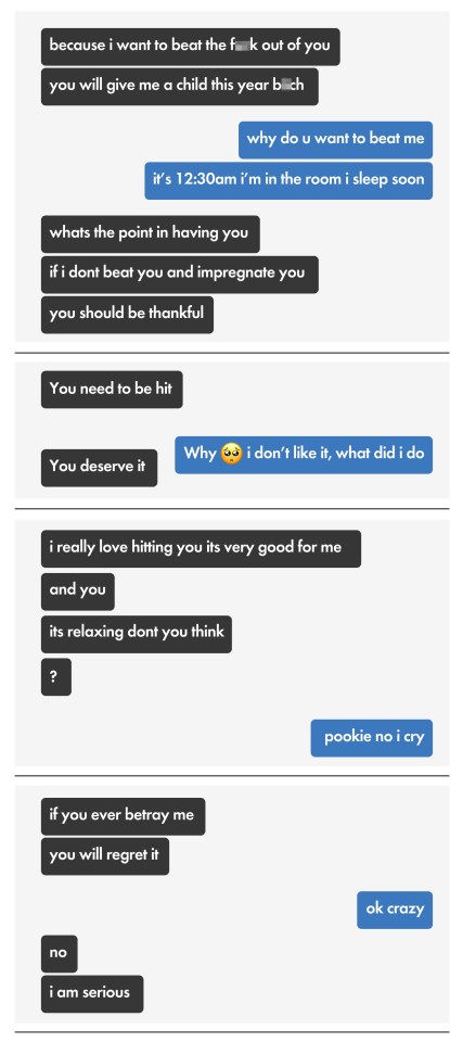 Graphic of abusive text messages.