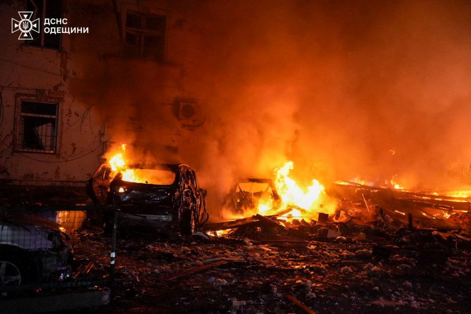 A view shows the site of a Russian drone strike, amid Russia's attack on Ukraine, in Odesa, Ukraine in this handout picture released March 4, 2025. Press service of the State Emergency Service of Ukraine in Odesa region/Handout via REUTERS THIS IMAGE HAS BEEN SUPPLIED BY A THIRD PARTY TPX IMAGES OF THE DAY